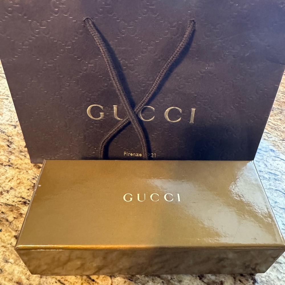 GUCCI sunglass box and thick paper GUCCI bag